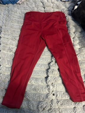 Constantly Varied Gear Deep Red High-Waist Capri Leggings with Side Pockets